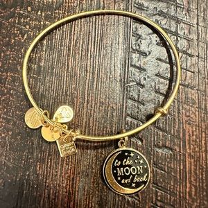 Alex and Ani Shiny Gold To The Moon And Back Bangle Charm Bracelet